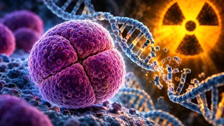 Microscopia da bactéria Deinococcus radiodurans em ambiente laboratorial.